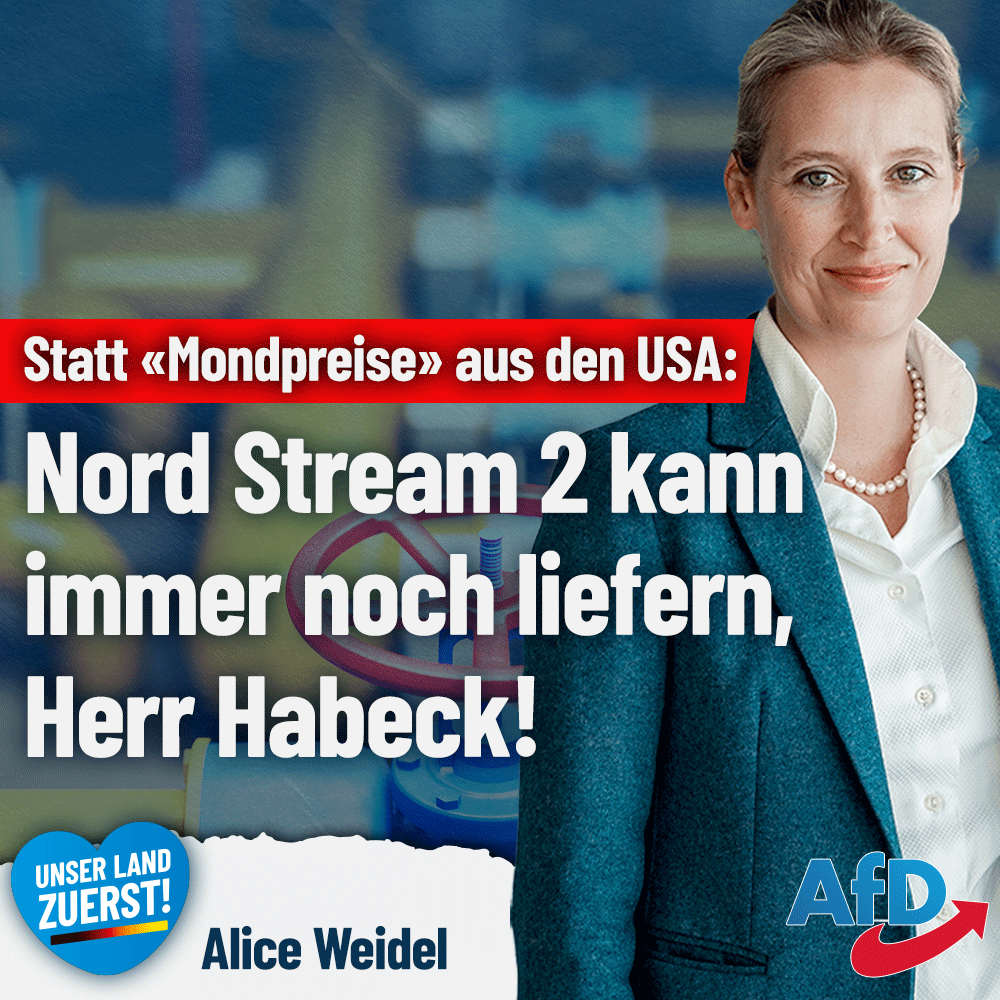 Sowohl #Russland als auch #Gazprom haben mehrfach angeboten, Gas über den intakten Teil von #NordStream 2 zu liefern. Doch nicht nur die Medien schweigen zu diesem Angebot beharrlich, sondern auch die Bundesregierung! #UnserLandZuerst #AfD facebook.com/aliceweidel/po…