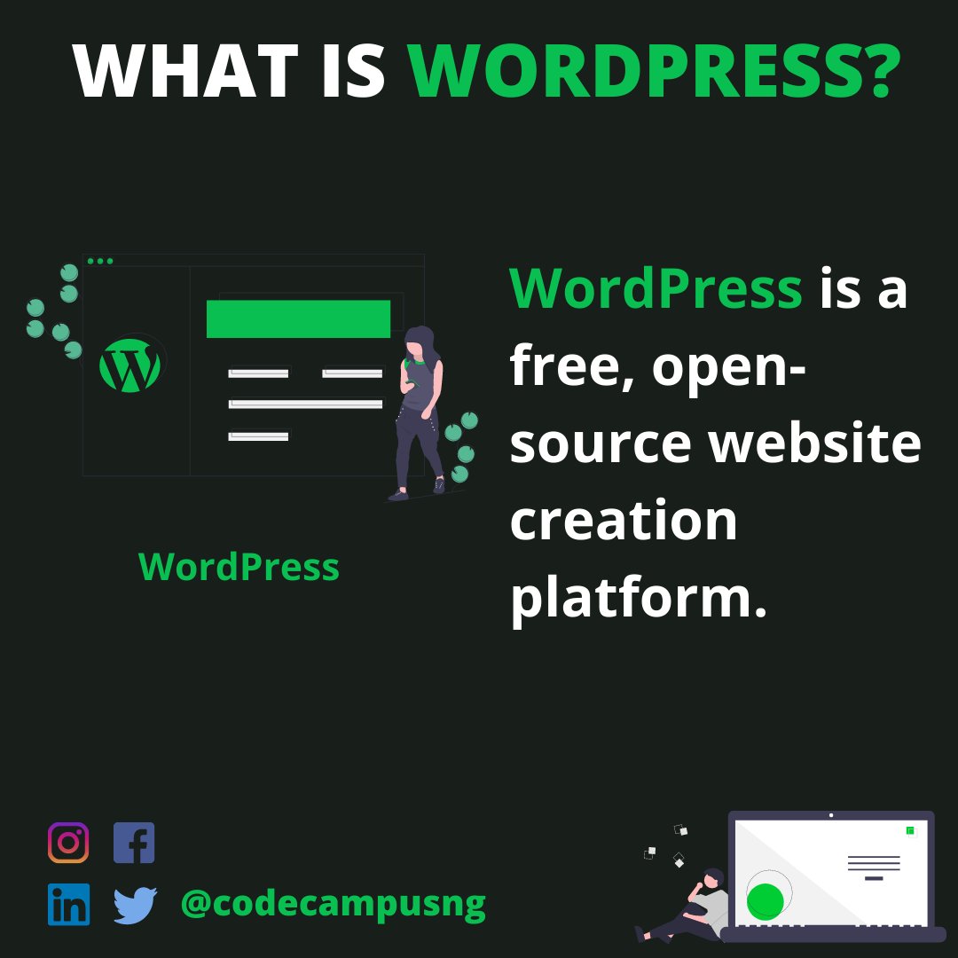 codecampusng's tweet image. Have you ever heard of or used WordPress? Let us know your experience in the comment section.
#wordpressdesigner #codecampus #webdeveloper #opensource