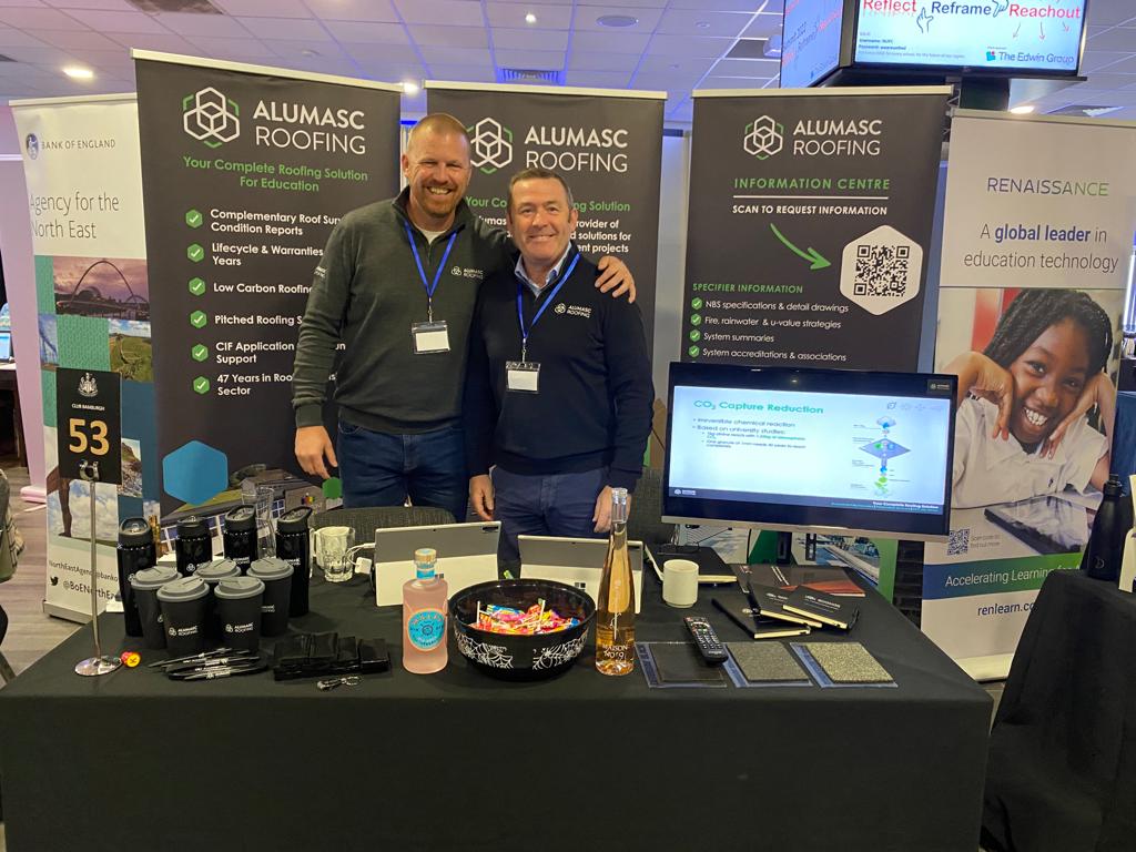 Matty and Ian are on hand today at the @SCHOOLSNE event to help you plan your schools’ renovation journey starting with a free roof survey and guidance to support your CIF application. For advice on improving your school’s roof: contact@alumascroofing.com