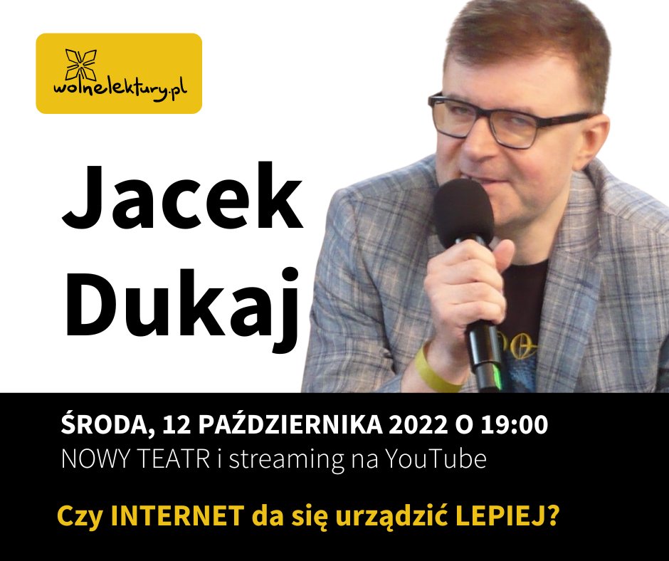 Czy internet da się urządzić lepiej? Dyskusja panelowa 10 LAT PO ACTA 12 października (Środa) 19:00 Nowy teatr / YT. Udział wezmą m.in. Jacek Dukaj, Michał Boni, Katarzyna Szymielewicz, Łukasz Olejnik, Marcin Olender 
Więcej info nowoczesnapolska.org.pl/2022/09/29/czy…