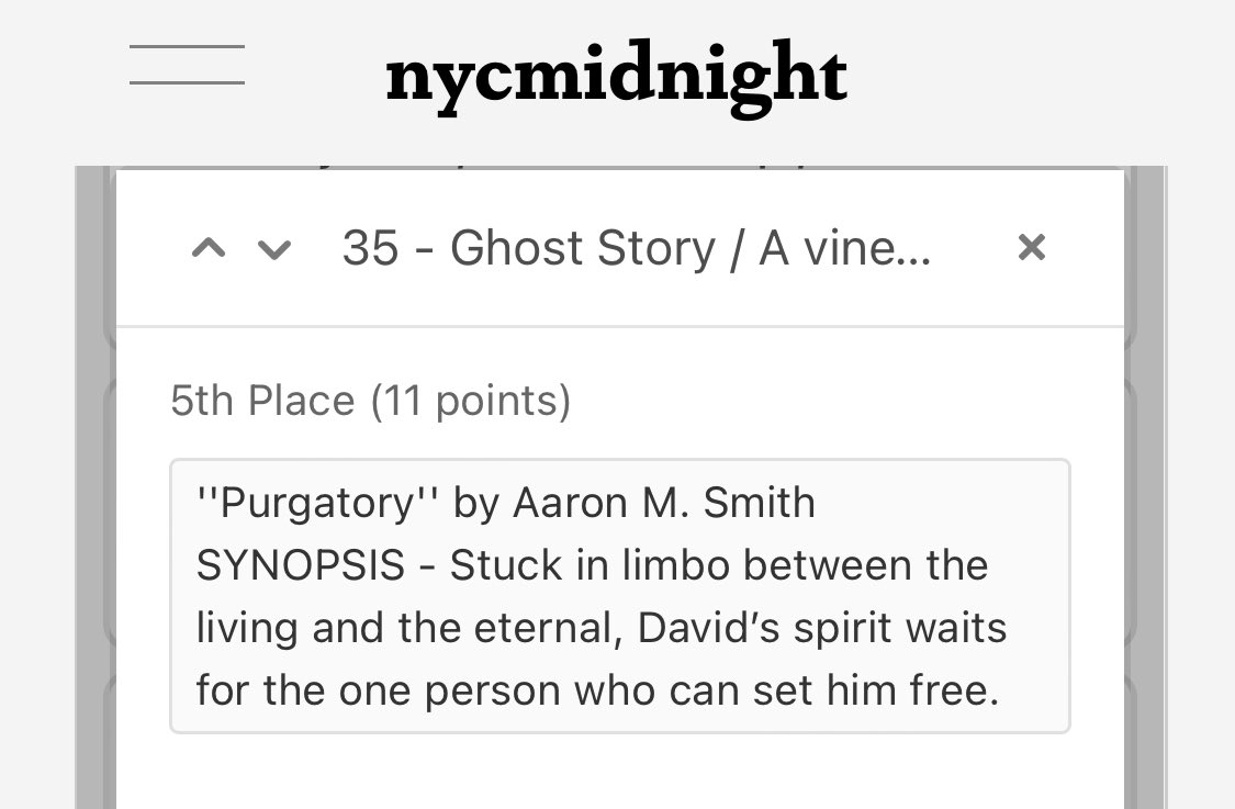 AaronMSmith1979's tweet image. Proud to score in the top five in the second challenge of the @nycmidnight #flashfictionchallenge2022 … Unfortunately my first story didn’t receive enough points to push me to the next round. Good luck and congratulations to all the writers who advanced!