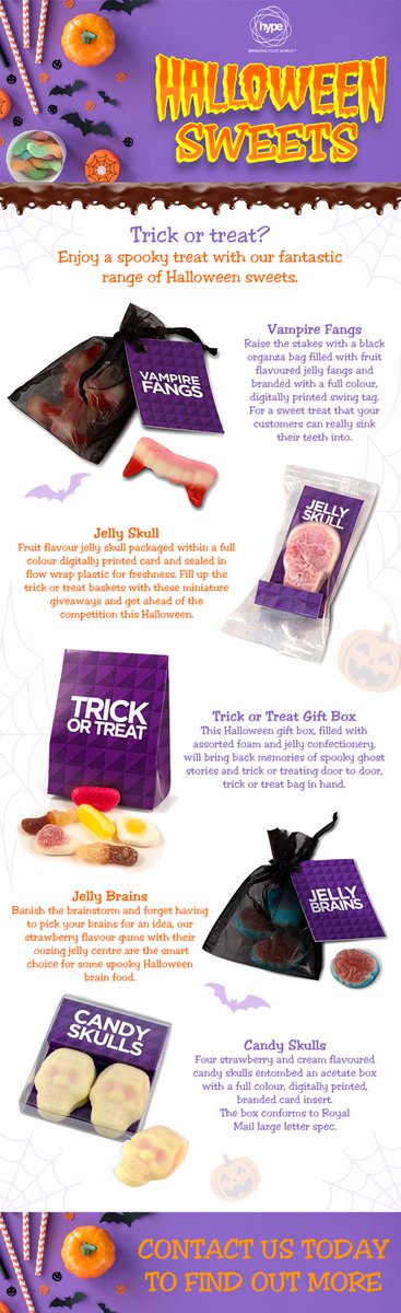 Get spooked this Halloween with our range of YOUR BRANDED Trick or Treat Confectionery. conta.cc/3RG6aDa
conta.cc/3EpTI7E