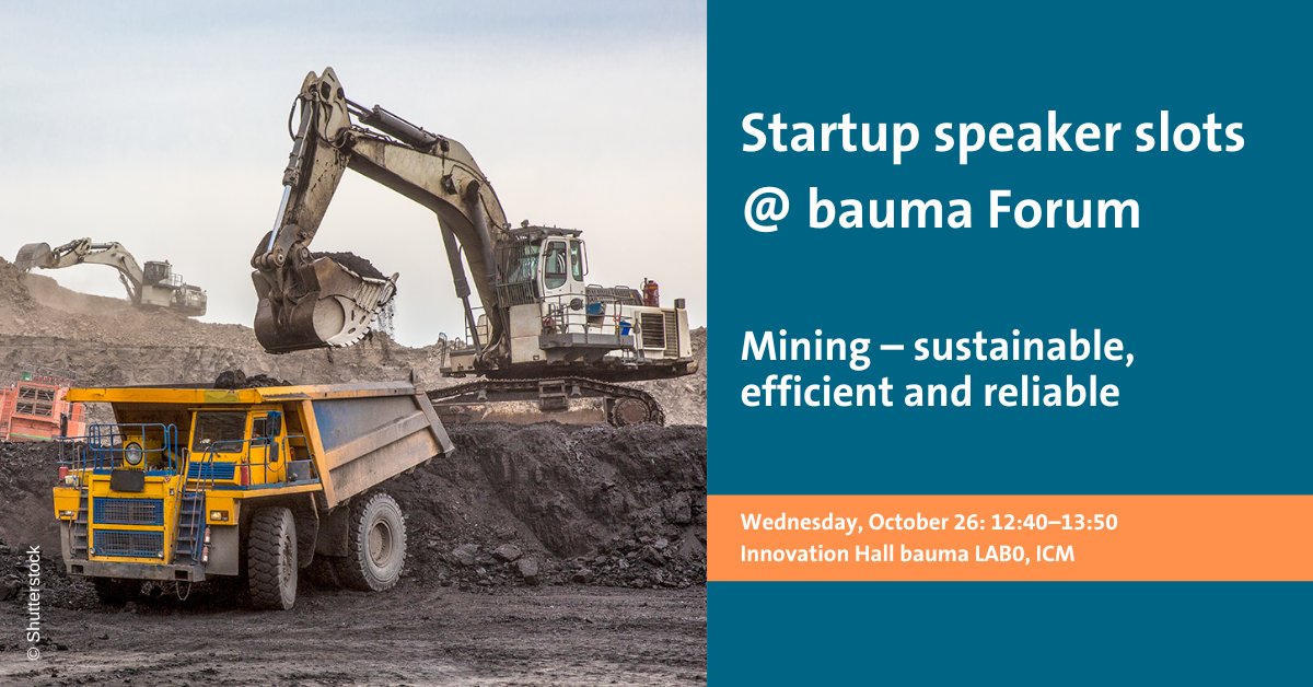 VDMAonline's tweet photo. ☝️ Discover the latest innovations in mining sector and get inspired – don’t miss the #startup pitches at @baumaOfficial FORUM on the topic of #mining – powered by VDMA StartupMachine: Wednesday, October 26: 12:40–13:50 | Innovation Hall bauma LAB0, ICM https://t.co/hoEs9nVhuT https://t.co/dt8COQo3p5