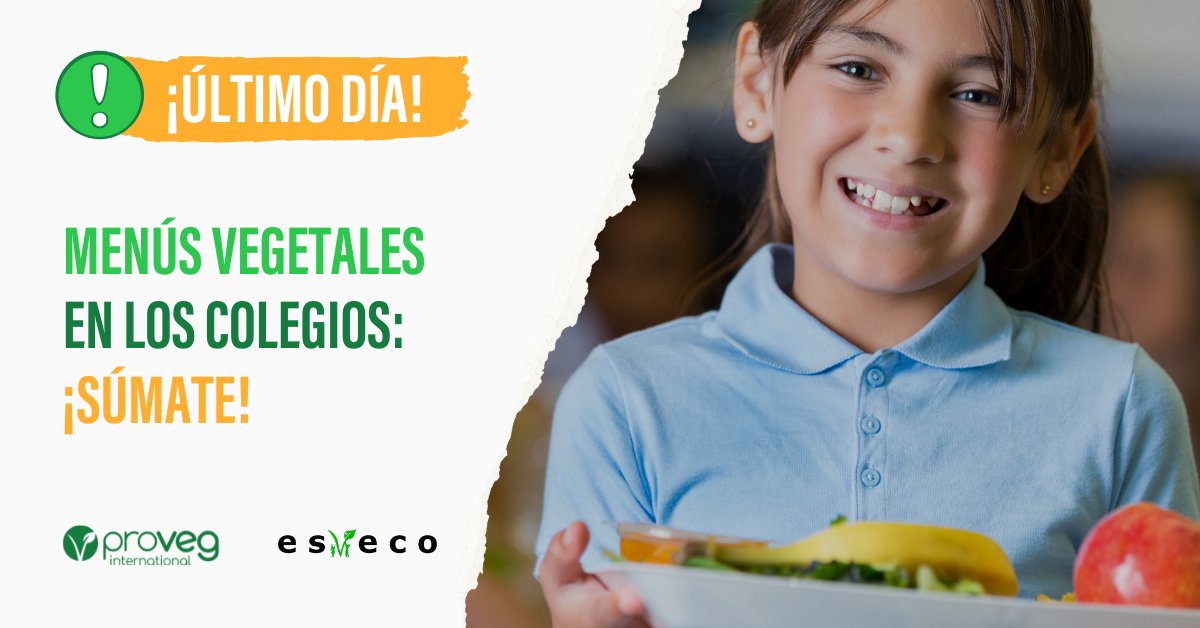 provegES's tweet photo. 🚨¡Último día para pedir que se garanticen los menús vegetales saludables en los comedores escolares!

Puedes contribuir a blindar los menús vegetales enviando un correo electrónico. 💚 Todos los detalles, aquí: https://t.co/n7zgSGNXTN https://t.co/qCjUkpjbPY