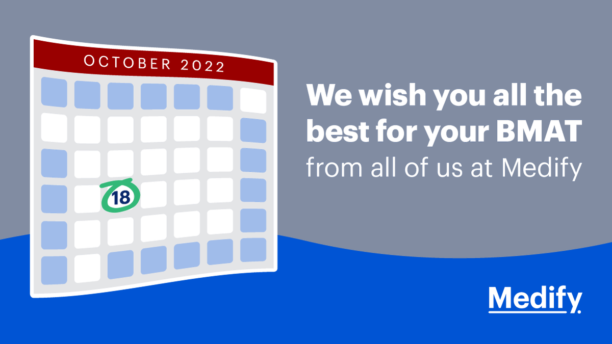 medify's tweet photo. Best of luck to everyone sitting their BMAT today! We hope all your hard work pays off 🤞
#bmat2022 #bmat #medadmissions #futuremedstudent #medicalschool #medify https://t.co/TAVPtIBKf9