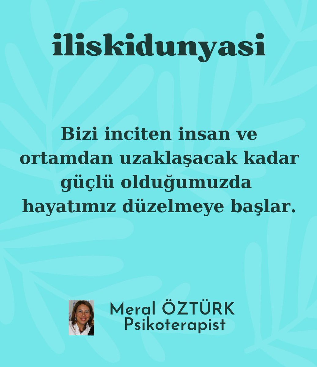 Çoğu zaman insanlar bunu fark etmiyor ama  kötü davranışlara ve kötü muameleye fazla tolerans göstermek bir sorundur. Bir meziyet değildir

Bu yüzden bizi inciten insanlarla aramıza mesafe koymak, bunu yapabilecek güce ulaşmak hayatımızı düzene koymak açısından önemli

#perşembe