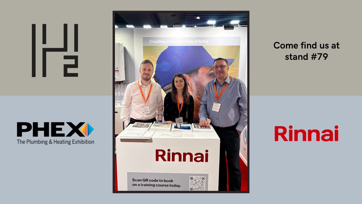 rinnai_uk's tweet photo. @PhexShow @NakedEnergyLtd Come meet the team at stand 79!
Here until 16:00 👍
#PHEXManchester #Rinnai #WaterHeaters #HeatPumps #Hybrids #Hydrogen https://t.co/dd1AOjHKPB