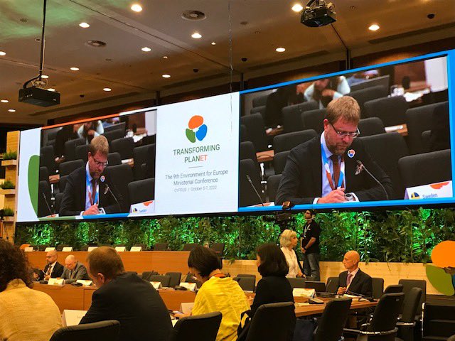 SweAmbassadorCY's tweet photo. At the 9th @UNECE #EnvironmentforEurope Conference, I have had the pleasure to participate in discussions on different national approaches and experiences in sustainable infrastructure & education. I even got a chance to brag about my own #Stockholm winter bicycle commute :-). https://t.co/31IB5yzJss