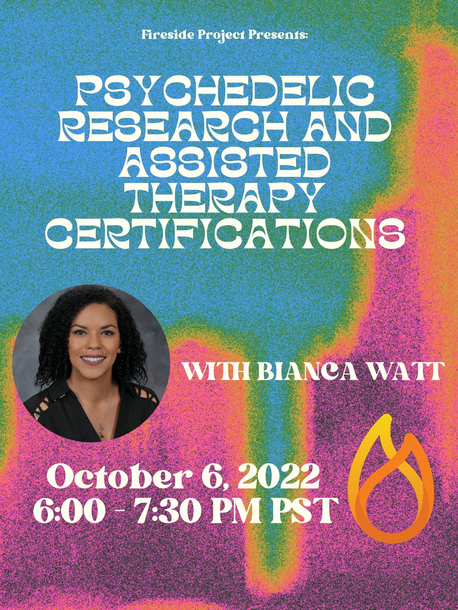 BiancaRose_W's tweet photo. Fireside Community 🔥 Please join me for the Fireside Community Social on October 6th at 6pm PST for a presentation and discussion on Psychedelic Research and Assisted Therapy Certification Programs! #PsychedelicScience #PsychedelicResearch #PsychedelicTherapy @GlowFireside https://t.co/EgBrJFU9oc