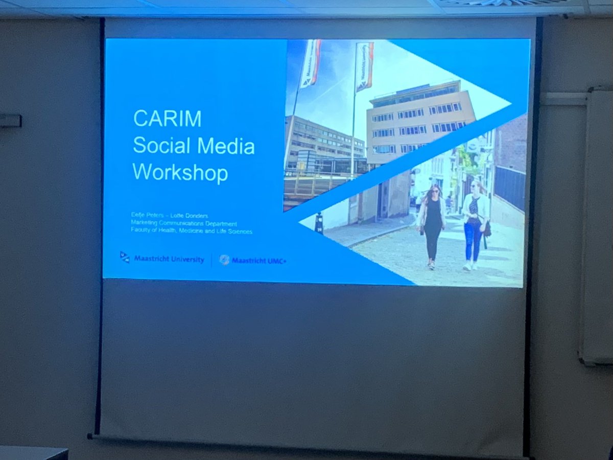 CARIMMaastricht's tweet photo. The first CARIM social media workshop has started! More and more CARIM employees are discovering the power of Social media. We like to educate in this as well.  @MaastrichtU @PetersEefje @CARIMMaastricht https://t.co/eK3PBzKUXh
