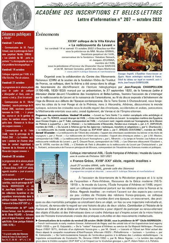 Academie_IBL's tweet photo. A lire> la nouvelle lettre d'information @Academie_IBL> https://t.co/kZP8zXnStQ #egyptologie #Champollion #orientalisme #archeologie #Bible #Ougarit #Croisades #moyenAge #Independancegrecque #Turcica #turcologie #languesromanes #esclavage #Venise #AnnedeBretagne #ArabieSaoudite https://t.co/vwi296I7UM
