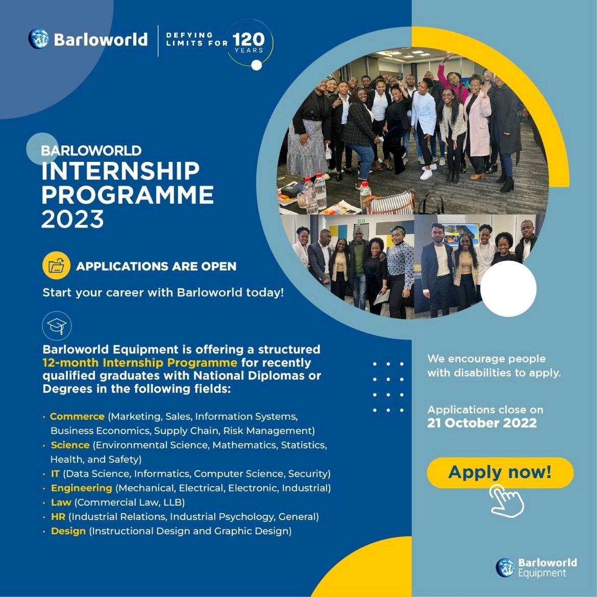 RMakukuli's tweet photo. The Barloworld Internship Programme 2023 applications are open.

Barloworld has a proud culture of continuous learning and development.

Visit our website at https://t.co/bQzvoEDgP2 for more information. https://t.co/3IV1auZUPq