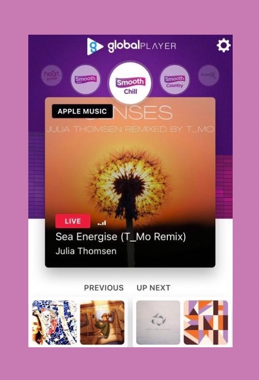 JuliaThomsen10's tweet photo. Absolutely delighted to have our track ‘Sea Energise (T_Mo Remix)’ from our Ep ‘Senses’ added to this beautiful #radioplaylist thank you so much to @smoothchill @GlobalPlayer 🙏🌸🌅🌊☀️💫🎶@delimusictweets @Flip_Fantazia you can #TuneIn here at anytime #radio #smoothchill #chill https://t.co/E0hMptB2HQ