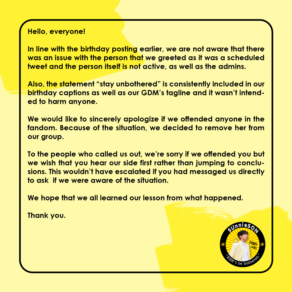 SUnnieSON_'s tweet photo. [ Statement ] 

Please read. Thank you! https://t.co/ebp7EQMkdZ