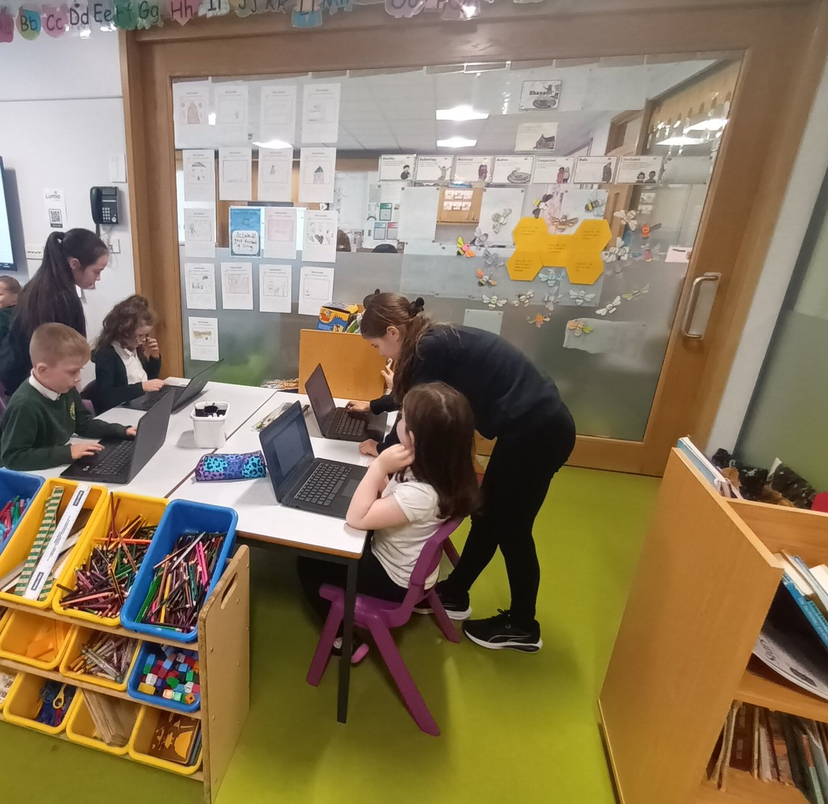 P7 have helped all of Primary 3 set up their profiles on google sites. They showed lots of patience and encouragement. We are looking forward to our next visit. <a href="/Greenbraeschool/">Greenbrae School</a> <a href="/MrGrayGreenbrae/">Mr Gray P2/3</a> <a href="/P3Greenbrae/">Miss Anderson</a>