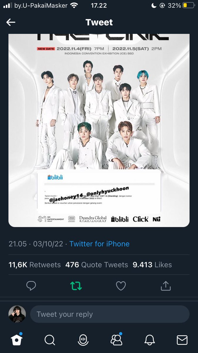jaeeerawr's tweet photo. @jaehoney14_ @onlyhyuckhoon hihi wish me luck kali ini 🥹🥹 tysm kak ciel and kak sky udah adain GA ini sehat sehat selalu ya kak 🫶🏻 https://t.co/tXgTstF6xN