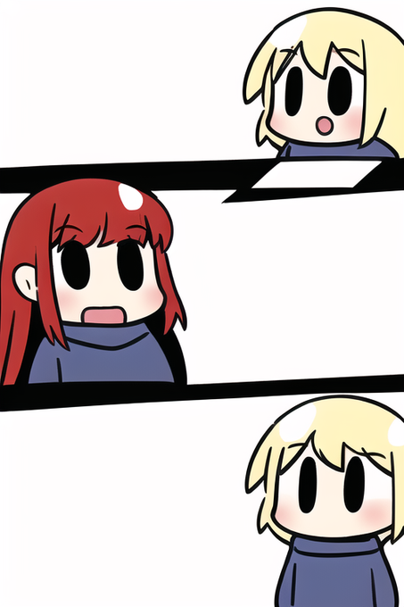 #NovelAIDiffusion  #novelAI 簡単な漫画っぽいイラストも出力できちゃうなあとで吹き出しをつけてみよう。 