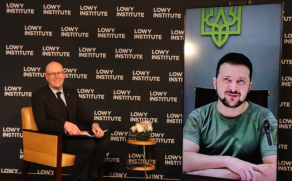 mfullilove's tweet image. It was a great honour to host the wartime President of Ukraine @ZelenskyyUa - the Lion of Kyiv - at the @LowyInstitute this evening. Thank you, Mr President.