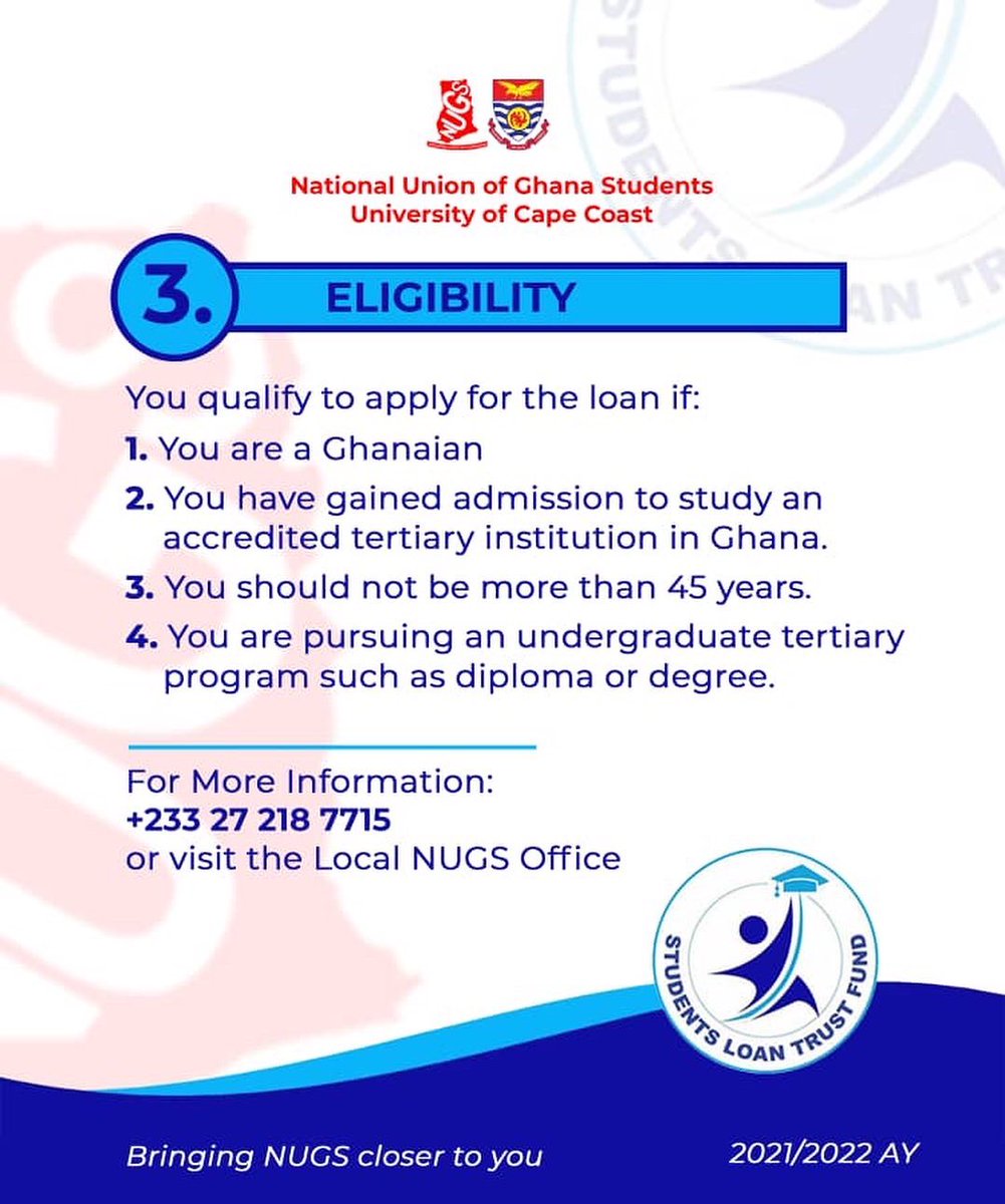nugs_ucc's tweet photo. Update on Students Loan Trust Fund (STLF).
.
.
.
All interested persons should follow the necessary steps in applying. 

#nugsucc
#stlf
#Bringingnugsclosertoyou https://t.co/LJk8dacxIq