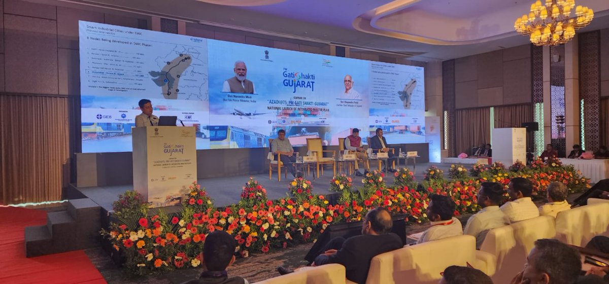 DholeraOfficial's tweet photo. At the seminar today "AZADI@75: PM GATI SHAKTI GUJARAT" - National Launch of Integrated Master Plan, Shri @hareets, MD, DICDL presented the latest updates on the #Dholera project. https://t.co/uz4KvHKQ46