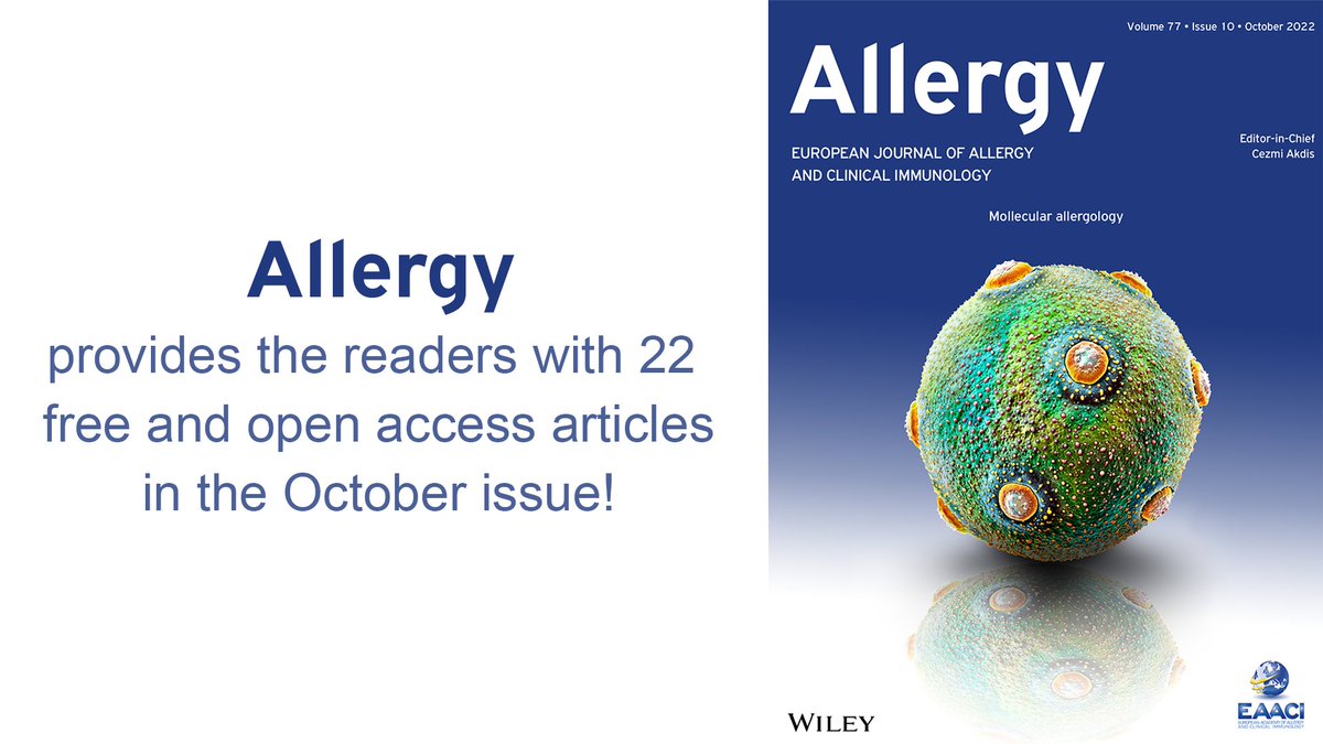 Check out free and open access articles in the October issue of #Allergy: 1- Wai, et al. Comprehending the allergen repertoire of shrimp for precision molecular diagnosis of shrimp allergy. doi.org/10.1111/all.15… 👇👇
