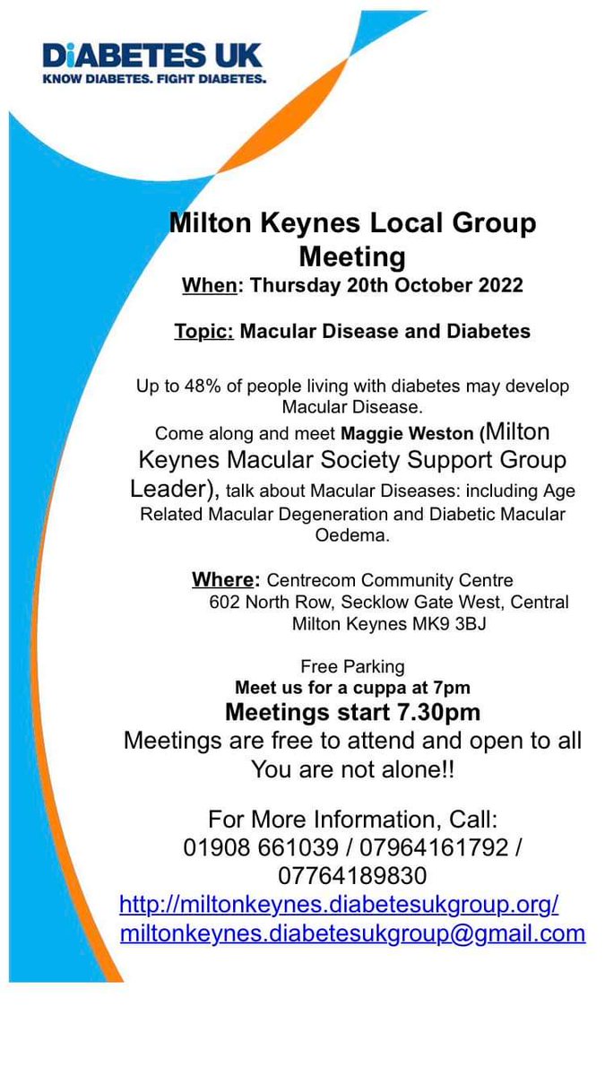 Join <a href="/DiabetesUKMK/">Diabetes UK MK</a> on Thursday 20th October from 7pm