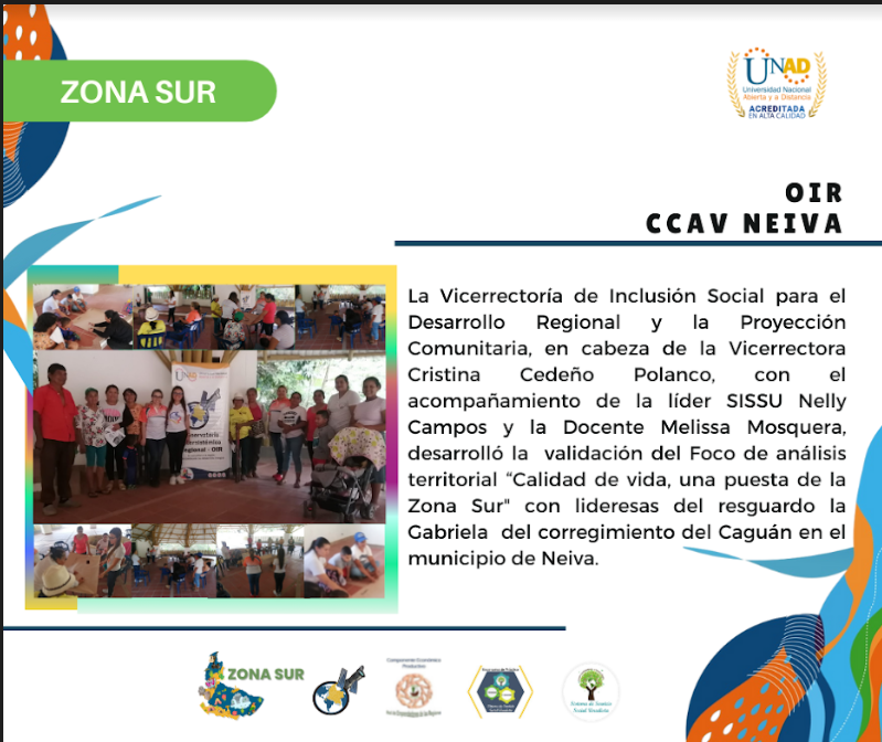 El OIR de las Regiones UNAD (@eloirdelaregion) on Twitter photo #AcccionesSocialSolidariasZonales1642022 #OIRNodoZonaSur El CCAV Neiva desarrolló la validación del foco de análisis territorial con la comunidad del resguardo La Gabriela de Neiva <a href="/unadzonasur/">Unad Zona Sur</a> @VIDER_SUR <a href="/nelly_necara/">Nelly Campos 🦋</a> <a href="/Melissa66547840/">Melissa</a> #AcccionesSocialSolidariasZonales1642022 #OIRNodoZonaSur El CCAV Neiva desarrolló la validación del foco de análisis territorial con la comunidad del resguardo La Gabriela de Neiva <a href="/unadzonasur/">Unad Zona Sur</a> @VIDER_SUR <a href="/nelly_necara/">Nelly Campos 🦋</a> <a href="/Melissa66547840/">Melissa</a>