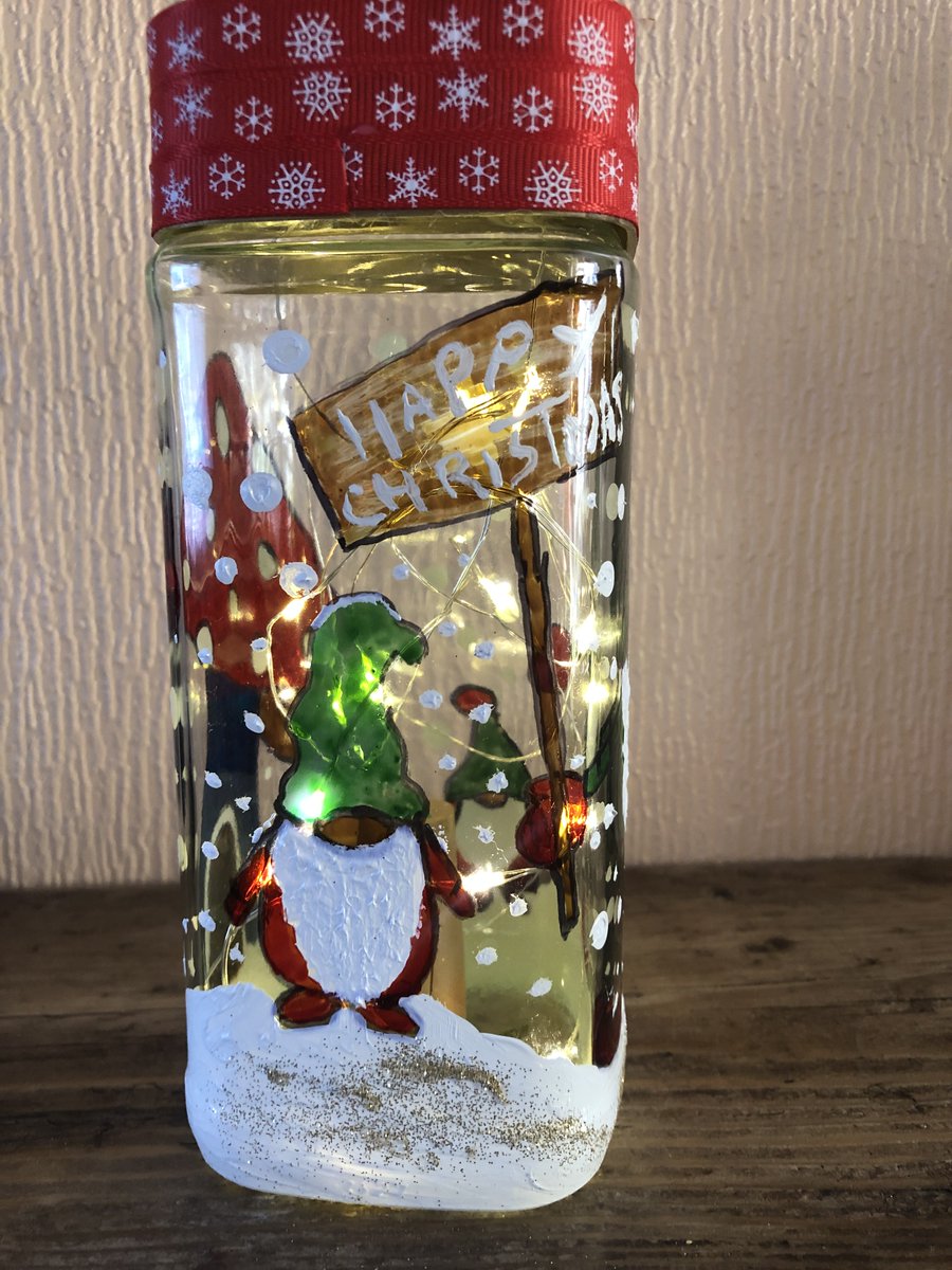 Cute Christmas Gnome Light Jar at ebay.co.uk/usr/anne-mas-0  more Gnome designs to follow #christmasgnomes #lightjar #uniquegifts #Xmasdecorations