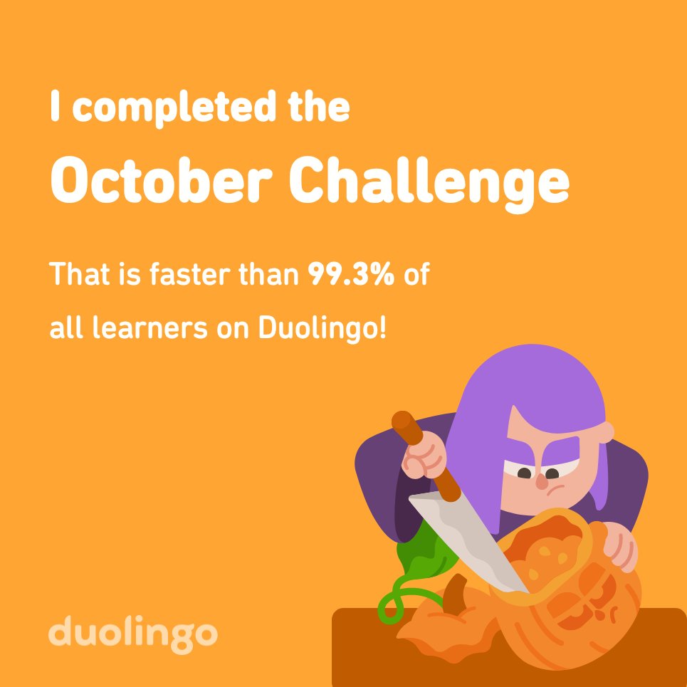 hollyhmo's tweet photo. I completed the October challenge faster than 99.3% of all learners on Duolingo! Finally making a concerted  effort to learn some Korean! https://t.co/yYrMK1Yqsb