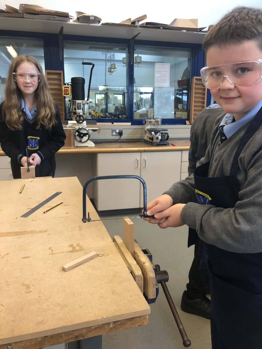 SLGTechnology's tweet photo. @SLGBallymena @LandTstlouis Year 8 pupils #Prepareforlearning #SLGTEEP while practice cutting MDF with the Coping Saw https://t.co/AKmZdoKA80