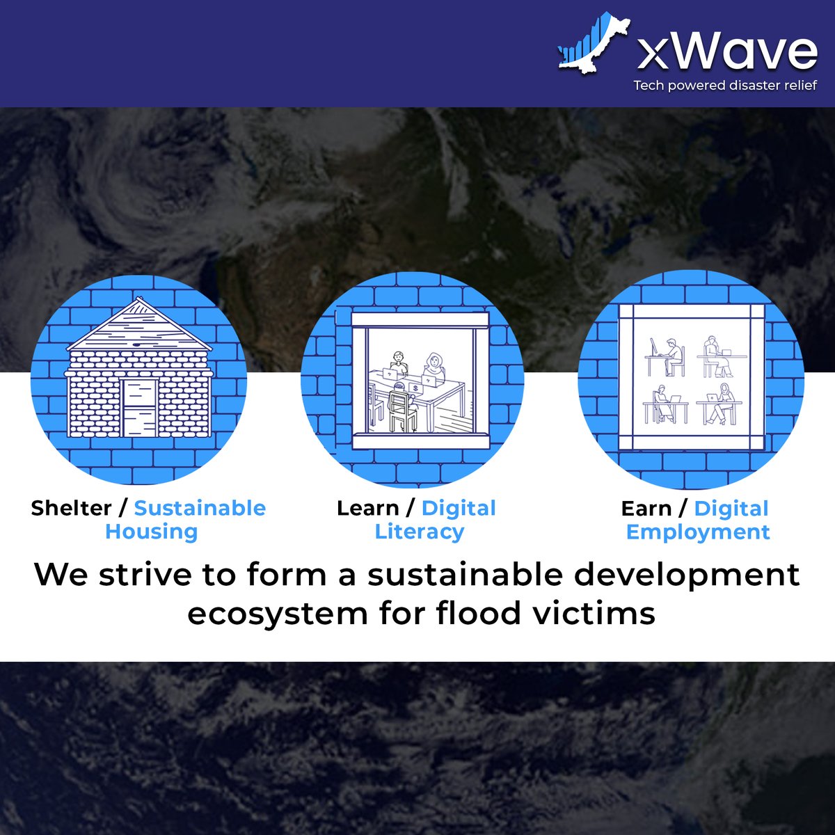 We strive to form a sustainable development ecosystem for flood victims. Visit our website to donate now. xwave.pk  #PakistanFloods #technology