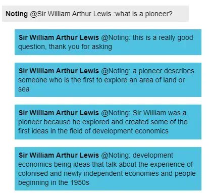 ImHistory_Team's tweet photo. In the #BlackHistoryMonth Zone, students are asking historians about the importance their historical figures had in history ✊🏾✊🏽✊🏿

Take a look at the response from Oli, who's championing Sir William Arthur Lewis👇 
@UKRI_News https://t.co/gGDXiG3j7E