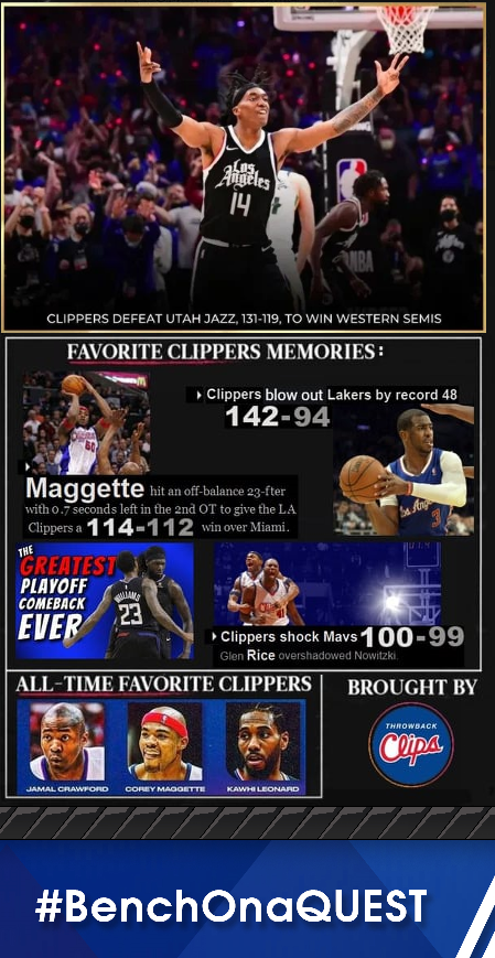 BenchOnaQuest's tweet photo. @FrescoMattic @lockedonclips Nice list! โก๏ธHere is our TOP 5 @LAClippers GAMES (Los Angeles tenure only)! #ClipperNation #WeRepLAC ๐โค๏ธ #BenchOnaQUEST #NBATwitter #LAClippers https://t.co/PRTX5x5cjs