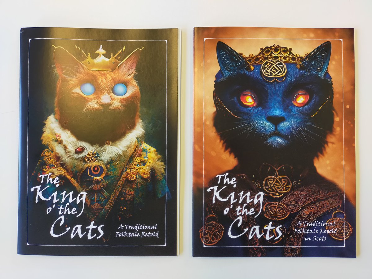 LibraryFolklore's tweet photo. We are thrilled to have received this donation of a graphical retelling of the Scottish folk tale King of the Cats for our collection, from creator @PaulTonnerArt 

One copy is in English, the other a Scots translation by Dr Michael Dempster. See thread... https://t.co/9jG6AbKCyH