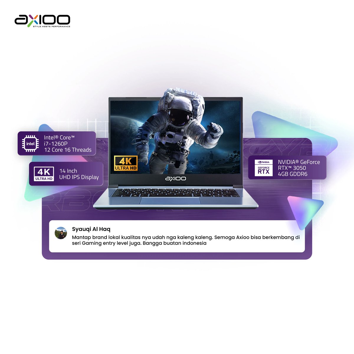 axioo_id's tweet photo. Axioo cyberbook, Laptop seri flagship Axioo dengan performa tinggi. Bukan di desain hanya untuk bermain game, CyberBook juga bisa digunakan untuk kamu yang suka bikin konten, edit video, edit foto dan aktivitas kreasi lainnya!
#Axioo #cyberbook #BanggaBuatanIndonesia #intelgen12 https://t.co/CLqybar56x