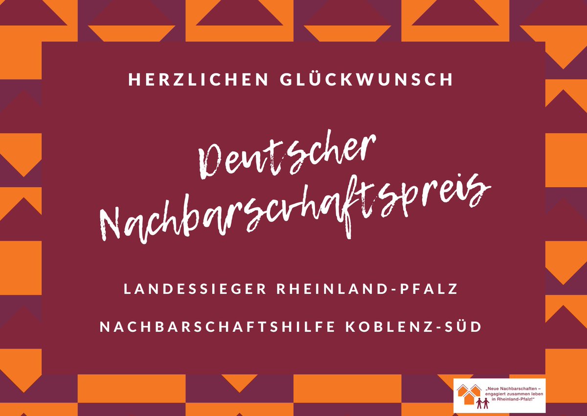 LiNN_rlp's tweet photo. Wir gratulieren der Nachbarschaftshilfe Koblenz-Süd  ganz 💛-lich zum deutschen #nachbarschftspreis als Landessieger aus #RheinlandPfalz https://t.co/c4iymJcbvq