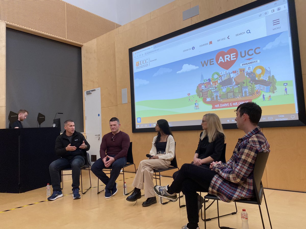 uccpsychsoc's tweet photo. “There’s no waiting list, just press play” 

Fascinating discussion with @sharonlambert0 @2NorriesPodcast and Naoise O Caoilte today about the benefits of mental health podcasts. Thank you to everyone that came out! https://t.co/5yJhGpBqEy