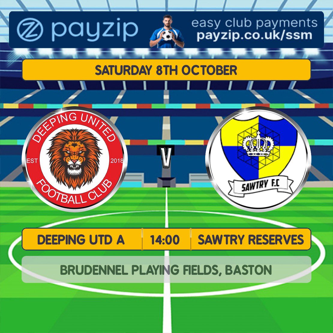 Looking to bounce back from our narrow defeat to bourne town last week, as we host sawtry reserves who are currently above us on goal difference so far. Hopefully looking to continue our winning form over sawtry with wins of 9-2 , 9-2 &amp; 2-0.
🦁⚽️