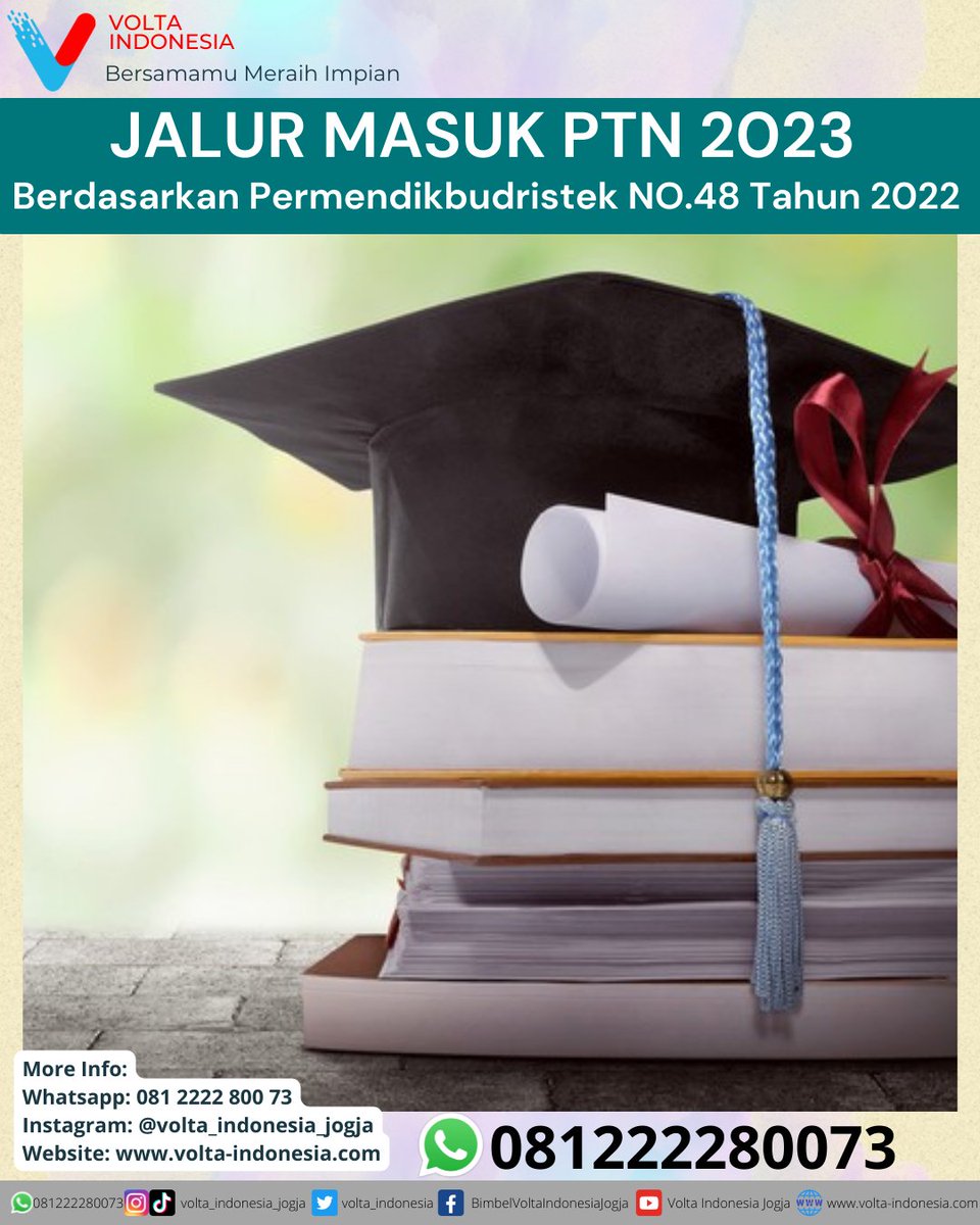 volta_indonesia's tweet photo. Hayo siapa yang belum tahu disini jalur masuk PTN 2023 ??? Yuk kita simak postingan di bawah ini 🥰
#voltaindonesia #bersamamumeraihimpian #bimbelutbk #SNBT2023 #utbksnbt2023 #3SMA #Gapyear #bimbeljogja #bimbelmurahjogja https://t.co/kyai64VKVD