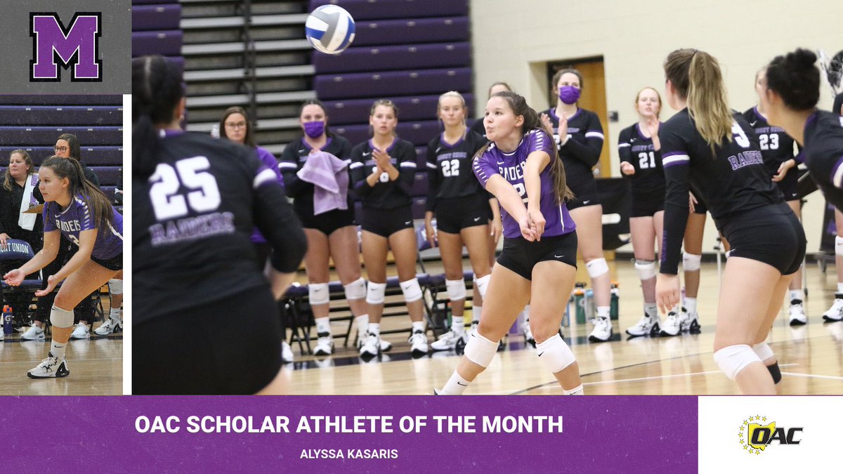 purpleraiders's tweet image. Congratulations to @UMUVB student athlete Alyssa Kasaris on being named the October Printing Concepts OAC Scholar-Athlete of the Month! #GoMountGo #OAC athletics.mountunion.edu/news/2022/10/6…