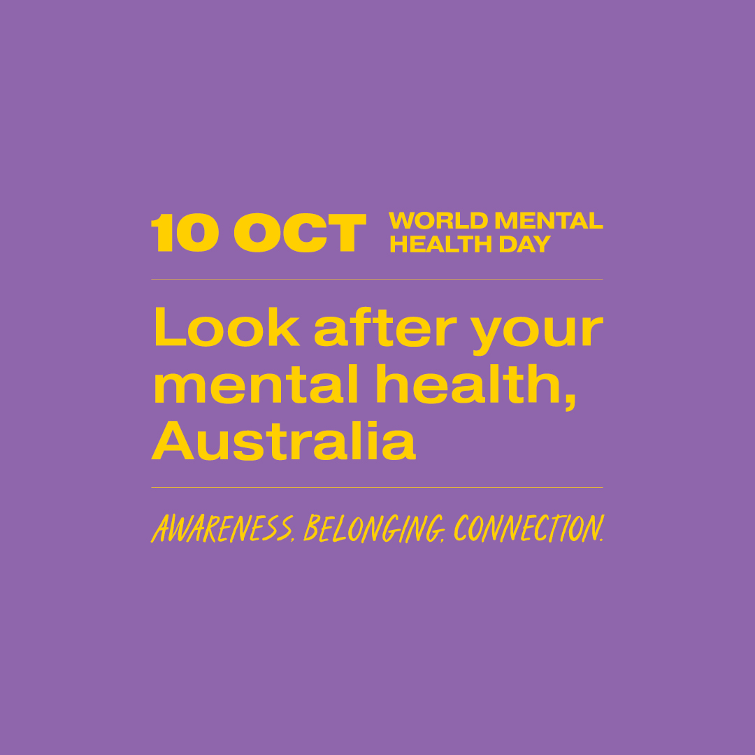 The message is simple - 'Look after your mental health, Australia'. Today is World Mental Health Day. All RDASA members can access EAP which is confidential and free. Take care of you and access rural Doctor focussed support and resources at rdasa.com.au/rdavicresource…