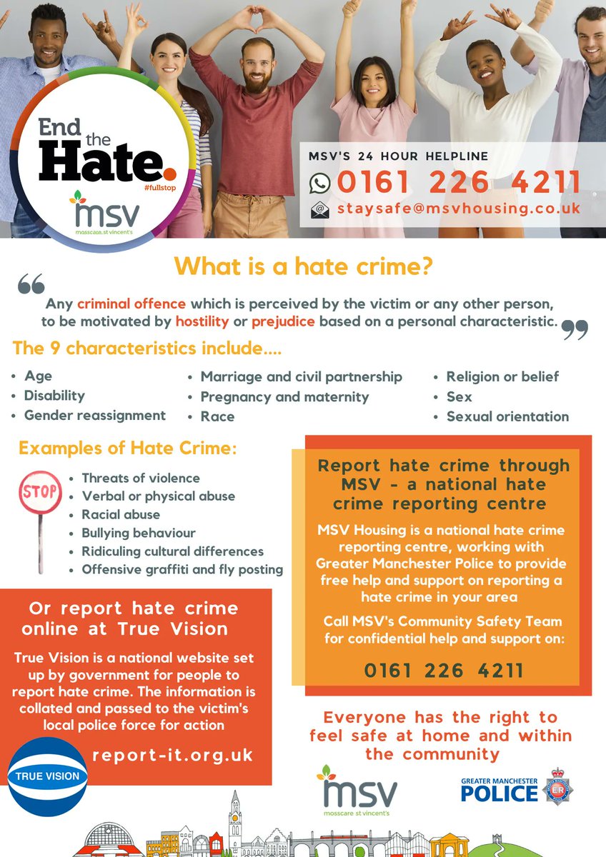 This #NationalHCAW we are standing together against hate. Everyone has a right to feel safe at home and in their community. MSV is a national hate crime reporting centre - we can offer 24hr confidential support and advice. Find out more at buff.ly/3M9tybh #endthehate