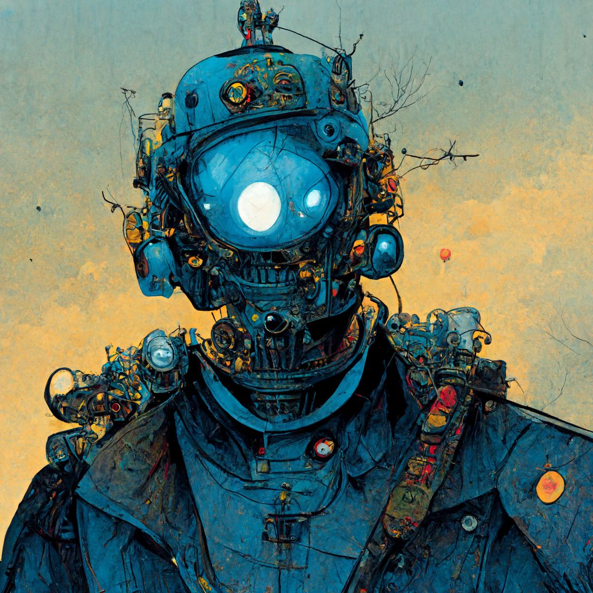 glowupguap's tweet photo. a team of robots with ice hearts, hovering on their airships in an endless icy desert
#STEAMAI #AI_art #conceptart https://t.co/tfvRMP7yKo