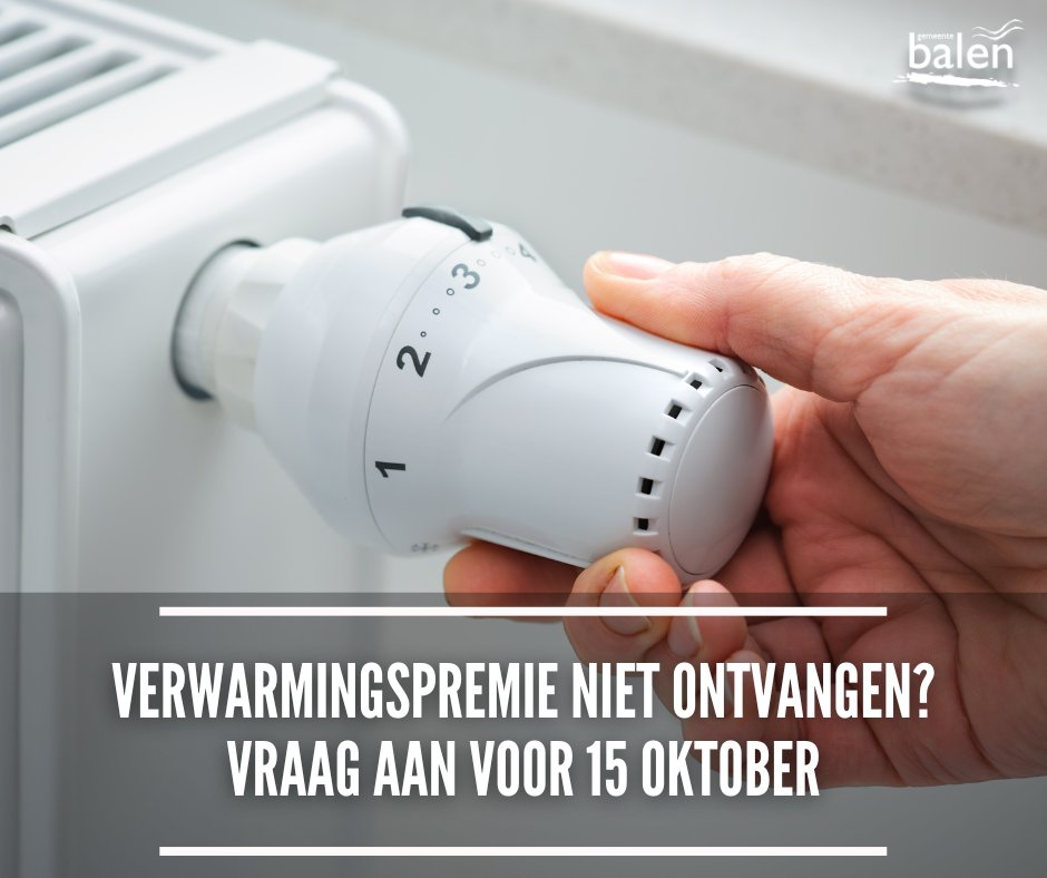 Normaal heb je deze automatisch ontvangen voor 31 juli. Heb je de premie nog niet ontvangen? Dan heb je nog tot 15 oktober de tijd om zelf een aanvraag in te dienen.

ℹ balen.be/nieuwsdetail/1…
