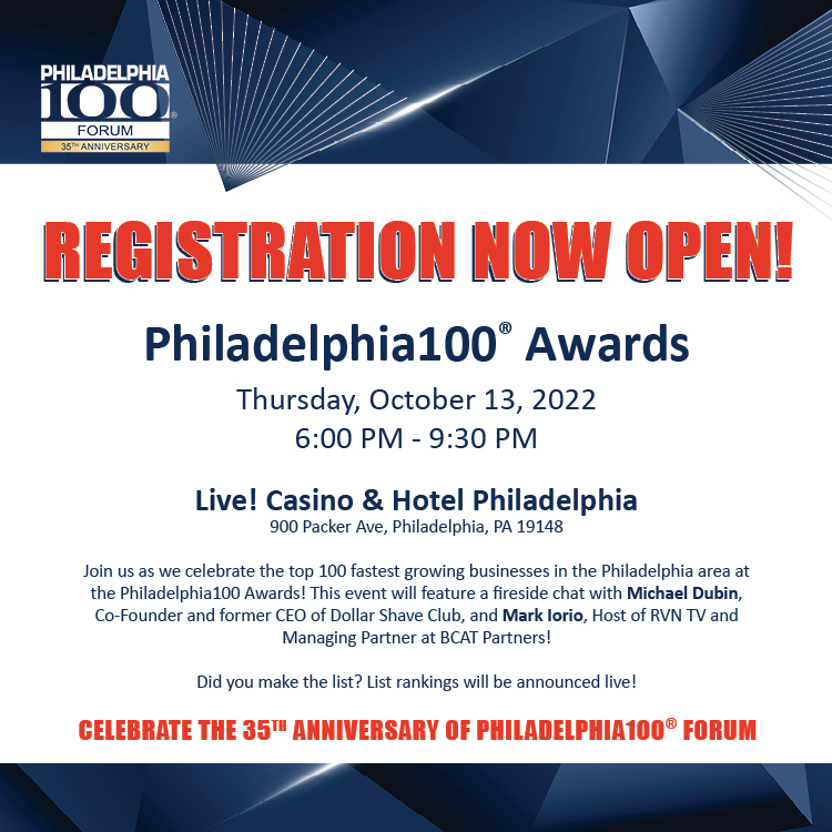 Philadelphia 100 (@phila100) on Twitter photo We can’t wait for the LIVE announcement of this year’s Top100 at the Philadelphia100 Awards Event NEXT WEEK! Register today to join us at Live! Casino & Hotel on Thursday, October 13th philly100.org/events We can’t wait for the LIVE announcement of this year’s Top100 at the Philadelphia100 Awards Event NEXT WEEK! Register today to join us at Live! Casino & Hotel on Thursday, October 13th philly100.org/events