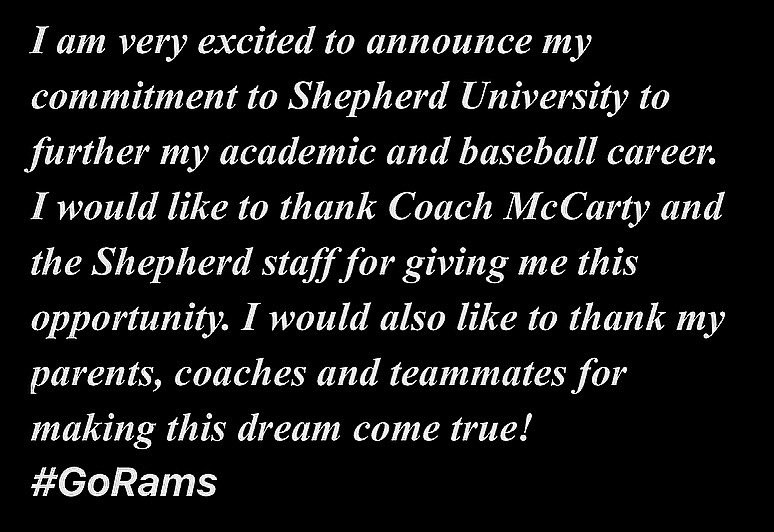 Committed! <a href="/SURamsBaseball/">Shepherd Baseball</a> 🐏