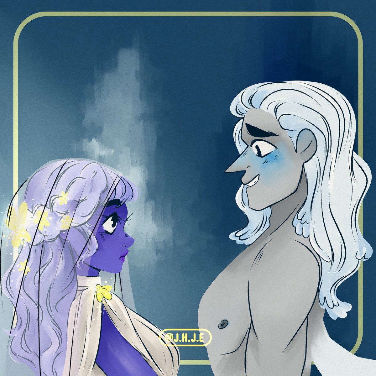 j_h_j_e_tic's tweet photo. Pasithea and Hypnos first meeting 💙💜
•
Lore Olympus, characters and style all belong to @usedbandaid
•
#loreolympusoc #loreolympus #loreolympusart #loreolympusfanart #loreolympusfandom #webtoon #loreolympusmorpheus #loreolympushypnos #greekmythology #goddess #artist #jhjeart https://t.co/rAV31z3UCi