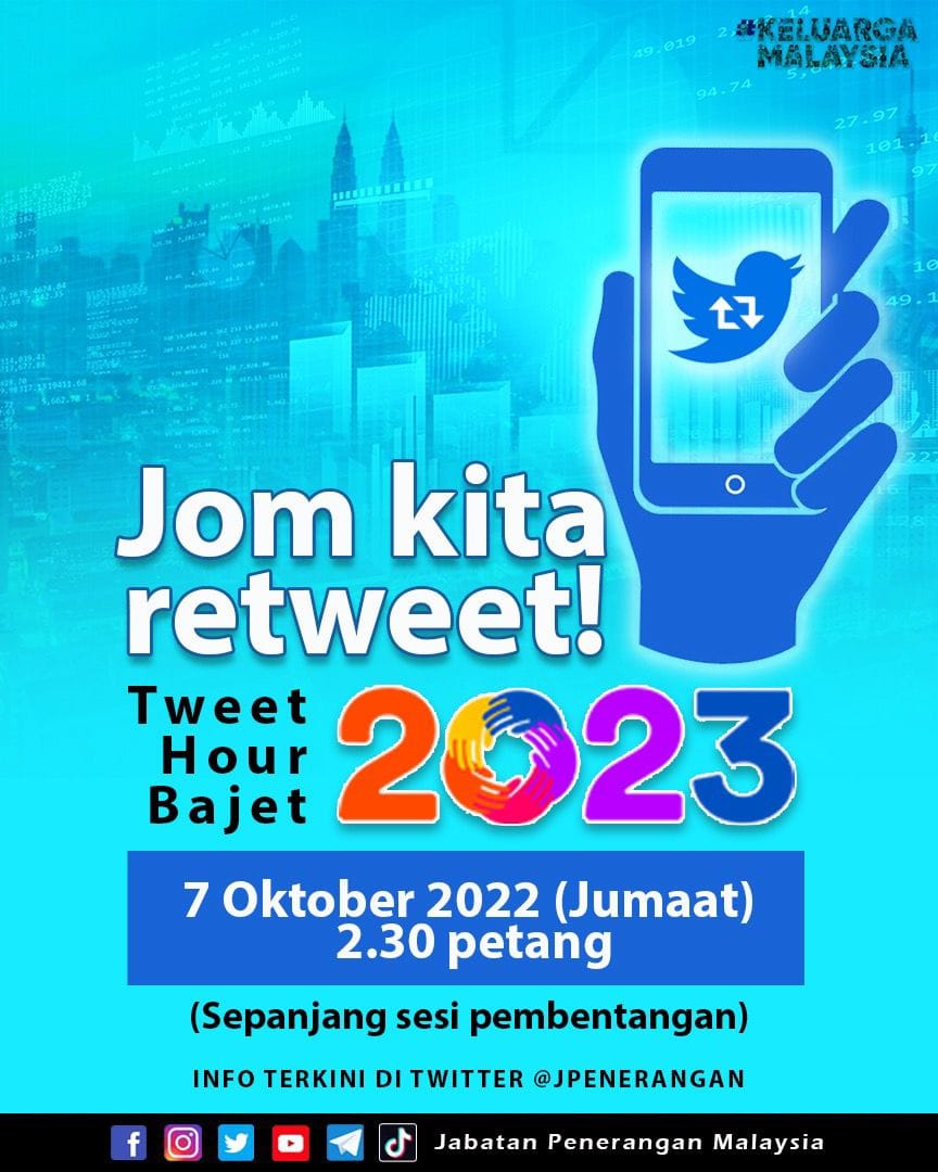 PenPerak's tweet photo. PEMBENTANGAN BAJET 2023
.
Ikuti #tweethour berkaitan pembentangan #Bajet2023 bagi mendapatkan informasi terkini di laman twitter @jpenerangan esok, Jumaat bermula jam 2.30 petang.
.
@saaranimohamad
@Khairulshahril_
. https://t.co/NeqV1cqqIs