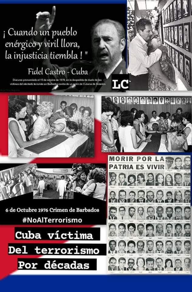 anamarianpp's tweet photo. #Cuba🇨🇺 Recordamos este 6 de octubre el Sabotaje al vuelo de Cubana de Aviación que enlutó la Patria.
#TenemosMemoria #NoAlTerrorismo https://t.co/yVPuprMn7j