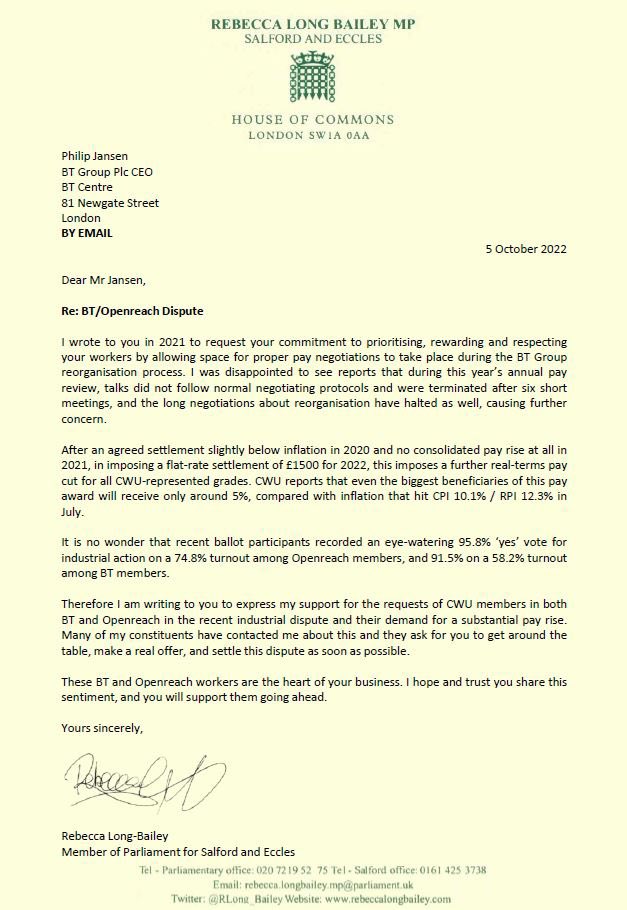 Whilst BT CEO saw 32% pay rise last year, staff in BT call centres have had to set up workplace foodbanks. BT and Openreach workers deserve fair pay. I’ve written to #FoodbankPhil